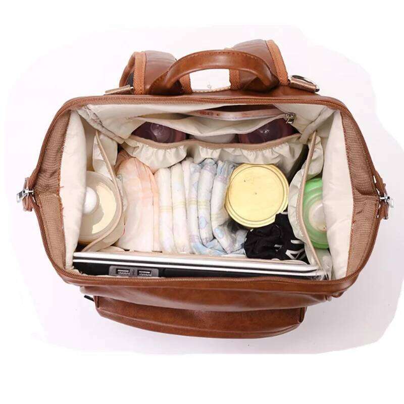 Pu Leather Diaper Backpack Waterproof Maternity for Stroller Baby Mummy Bags PU Nappy Bag Large Capacity Bottle bag