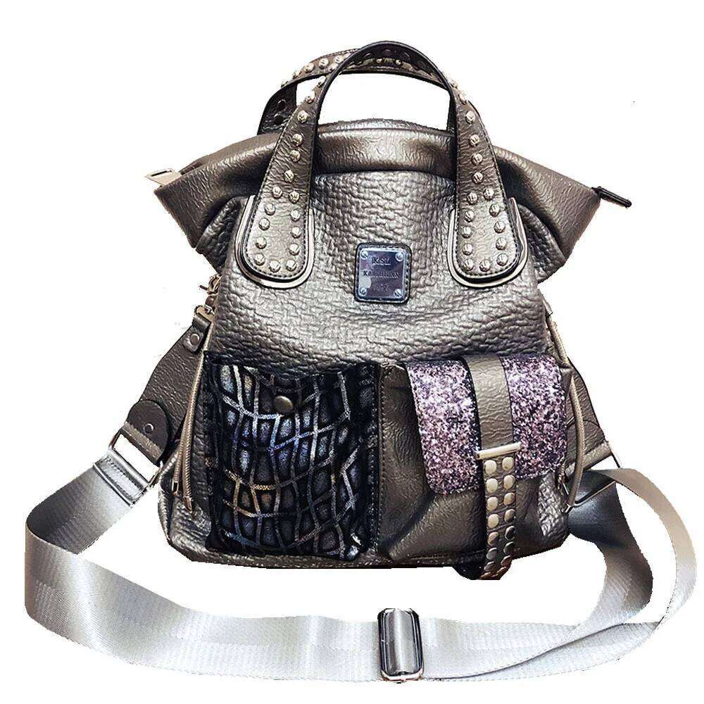 Oversized Women Genuine Leather Tote New Fashion Rivet Large Capacity Casual Female Quality Black Shoulder Bag Brand Handbag