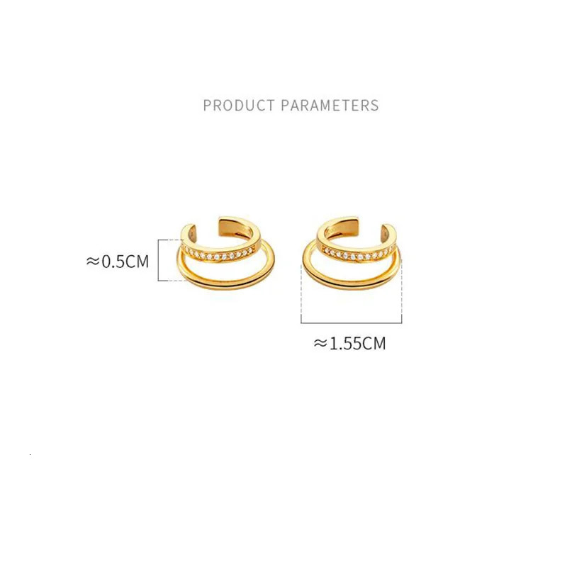 Trustdavis 1 Pcs Real 925 Sterling Silver Fashion Double-deck CZ Clip on Earrings Ear Cuff For Women Wedding Fine Jewelry EJ003 250610