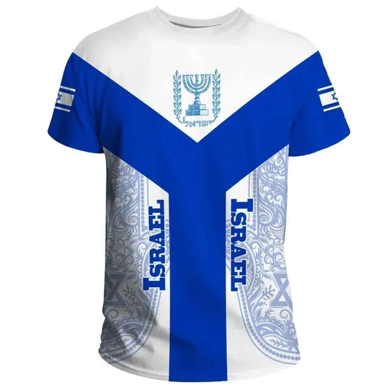 Israel Flag Mens T-shirt 3D Printed Israelis National Emblem Tops Short Sleeve O-Neck Oversized Sports Tee Shirt Mens Clothing