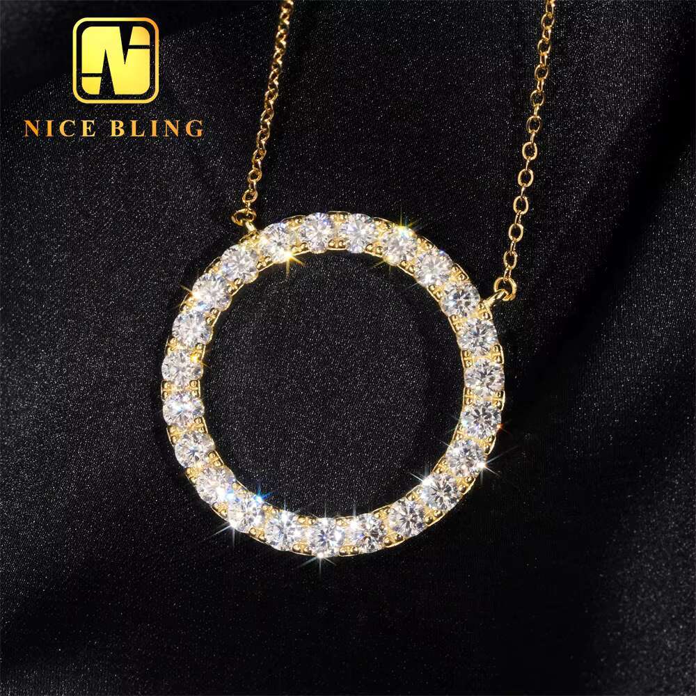 GRA Certificated Circle Shape Design Moissanite Necklace Custom Women High Quality Pendant Necklace Jewelry