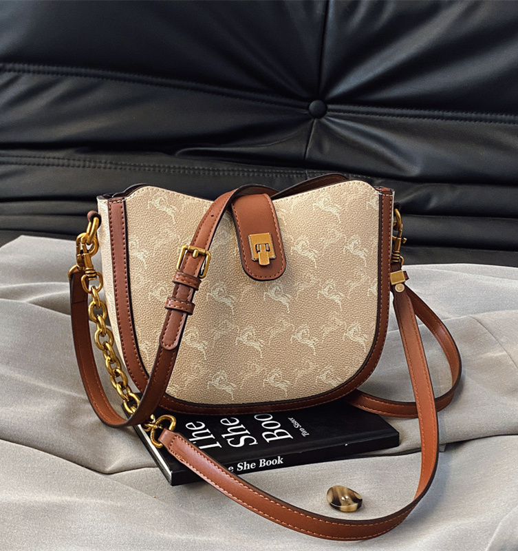 Free shipping designer high-end handbag for women 2025 new Korean version chain bucket bag versatile light luxury armpit shoulder crossbody bag black