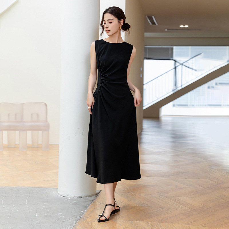 XR177 Summer French Drape Vest Long Dress Couture