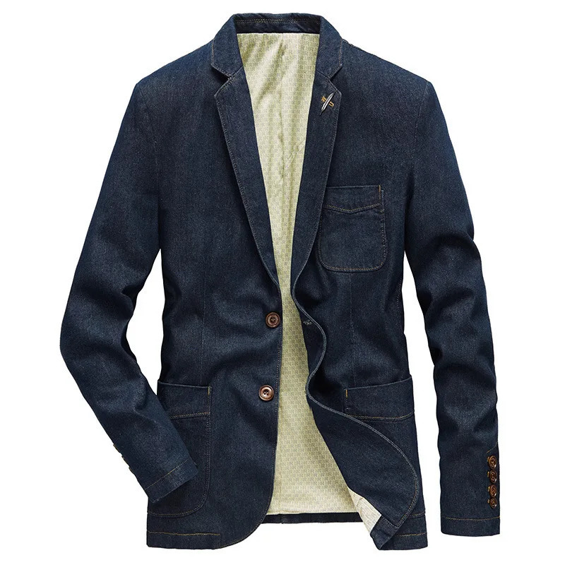 Spring and Autumn Youth Slim Suit Coat Casual Loose Business Mens Jacket Denim Jacket 250614