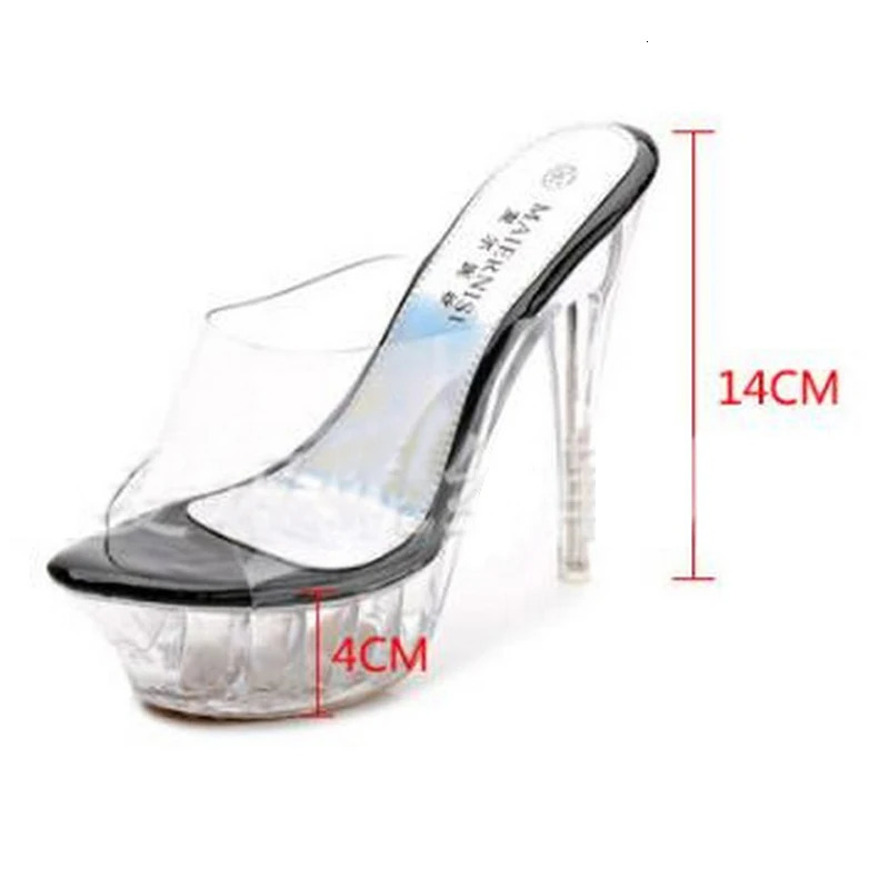Fashion Women Crystal Sandals Transparent Platform High Thin Heel Slide Sandals for Office Nightclub Wedding Evening Party 35-43 250610