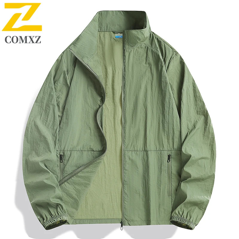 Summer Waterproof Casual Jacket Mens Fishing Bike Zipper Pocket Gym Running Windbreaker Outdoor Sunscreen Thin Clothing 250614