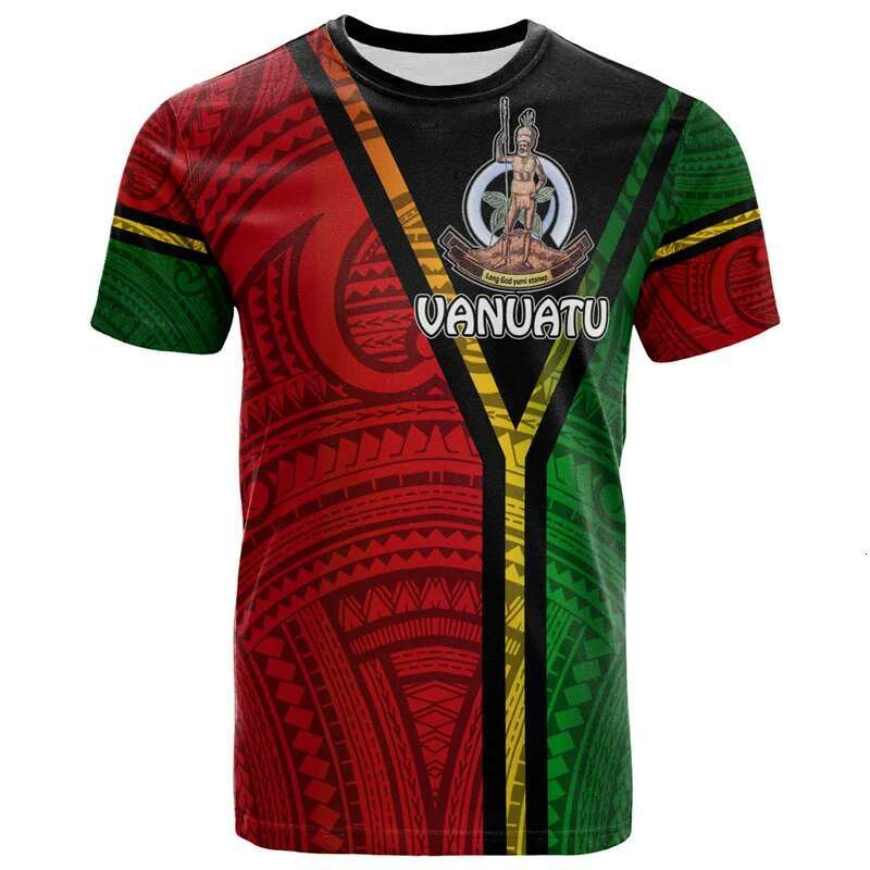 Vanuatu 3D Printing T Shirt For Men Polynesian Graphic T-shirt Round Neck Short Sleeves Summer Casual Streetwear Tee Shirts