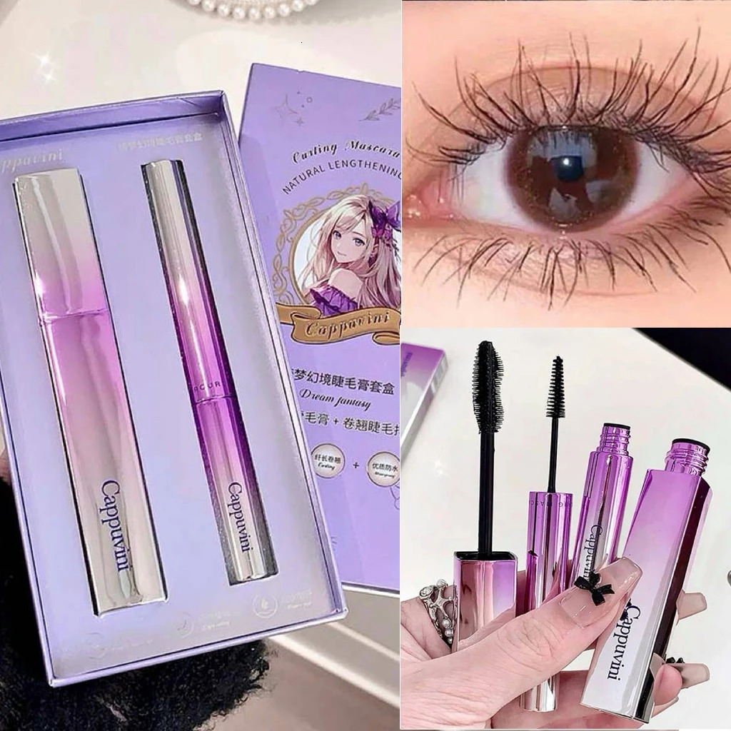 Waterproof Mascara Curling Primer Set Lengthening Volumizing Eyelash Black Brown Natural Enhance SmudgeProof 250606