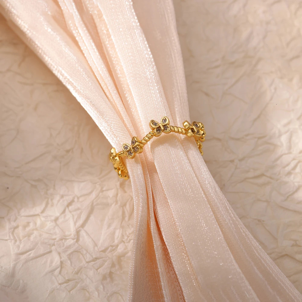 Mini Butterfly Rings for Women Open Adjustable Stainless Steel Ring Cubic Zircon Aesthetic Jewelry y2k Accessories anillos mujer 250610