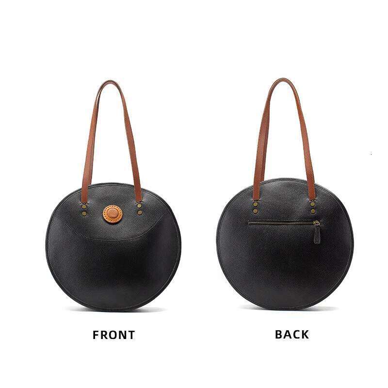 Fashion 2022 New First Layer Cowhide Women's to Work Commuting Leisure Shopping Large-capacity Round Bags