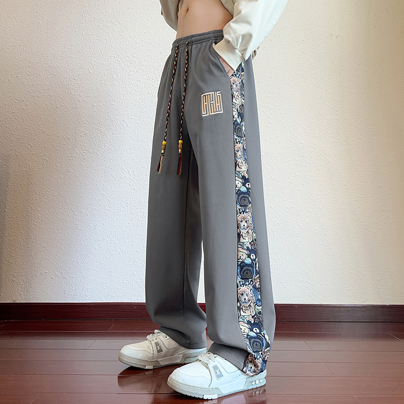 2025 New Style Men's and Teenagers' Casual Pants - Embroidered Straight-Leg Sports Loose Long Pants