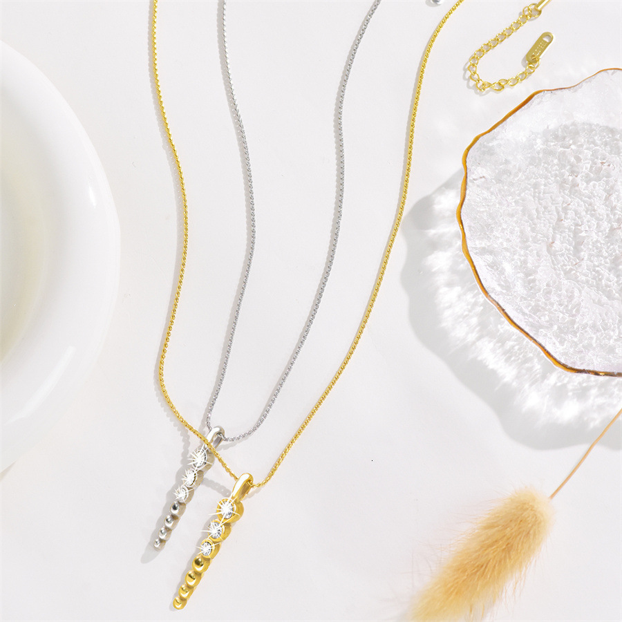 Fashion Light Simple Personality Dia-Studded Pendant for Women Titanium Steel Non-Fading Necklace