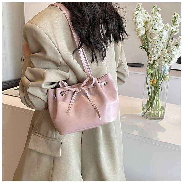 Underarm for Women 2024 Spring Summer Niche Design High-end Bowknot Fashion Simple Shoulder Handbag Bucket Bag