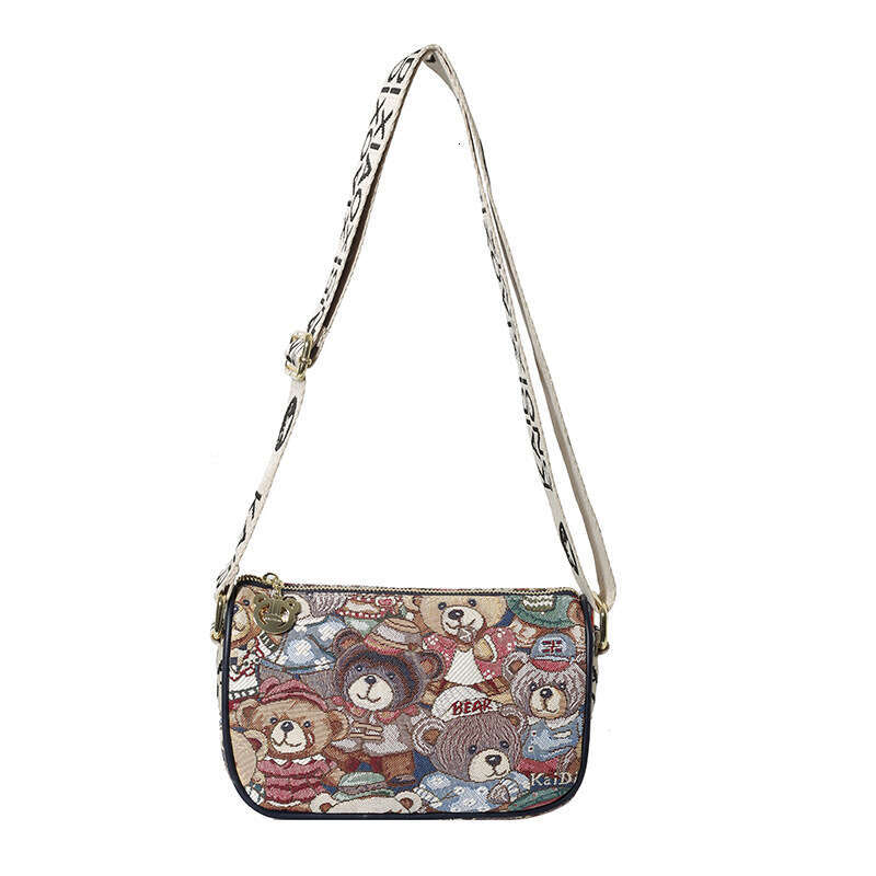 Kitty 2024 Summer New Fashion Street Small Square Bear Shoulder Crossbody Women's Bag