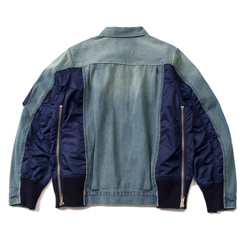 Personalized Threedimensional Cutting Multi Material Splicing Loose Denim Jacket for Men Arrival Japanese Trend Coat 250614