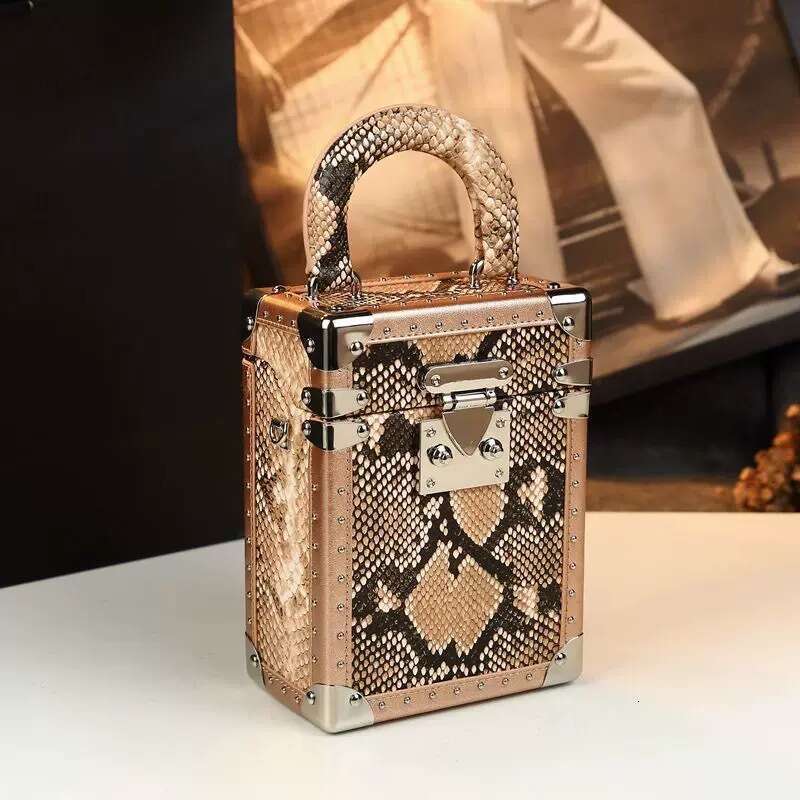 Snake Fashion Light Luxury Pattern Small Square Box for Women 2024 New High-end Handheld Lock Crossbody Bag
