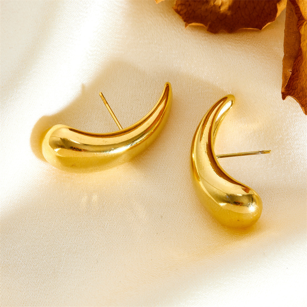 Trendy Fashion Simple Personality Water Drop Shaped for Women Titanium Steel Design High-end Earrings
