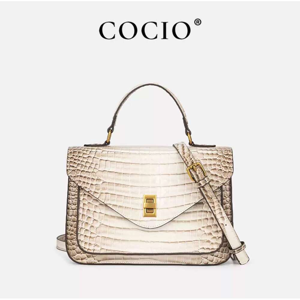 Pattern Genuine Crocodile Leather Handbag with Lock 2024 New High-end Fashion Versatile Shoulder Crossbody Bag