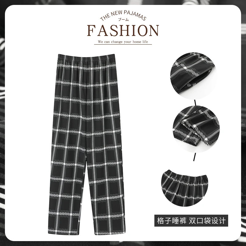 Style Cotton Plaid Pajama Pants For Adults Home Furnishing Trousers Men Sleep Bottom Wear 250611