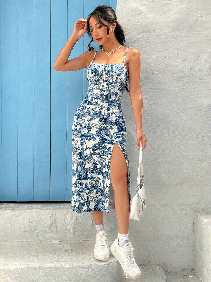 H614Summer new suspender dress women's inner wear slim hot girl royal sister sexy hip long skirt
