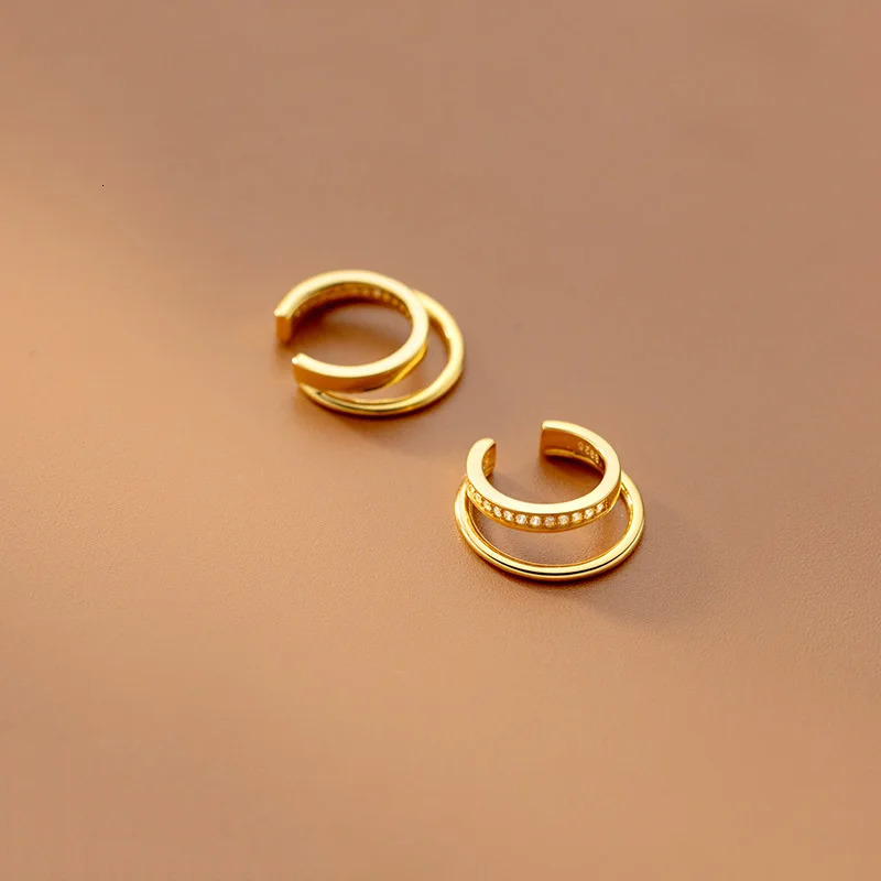 Trustdavis 1 Pcs Real 925 Sterling Silver Fashion Double-deck CZ Clip on Earrings Ear Cuff For Women Wedding Fine Jewelry EJ003 250610