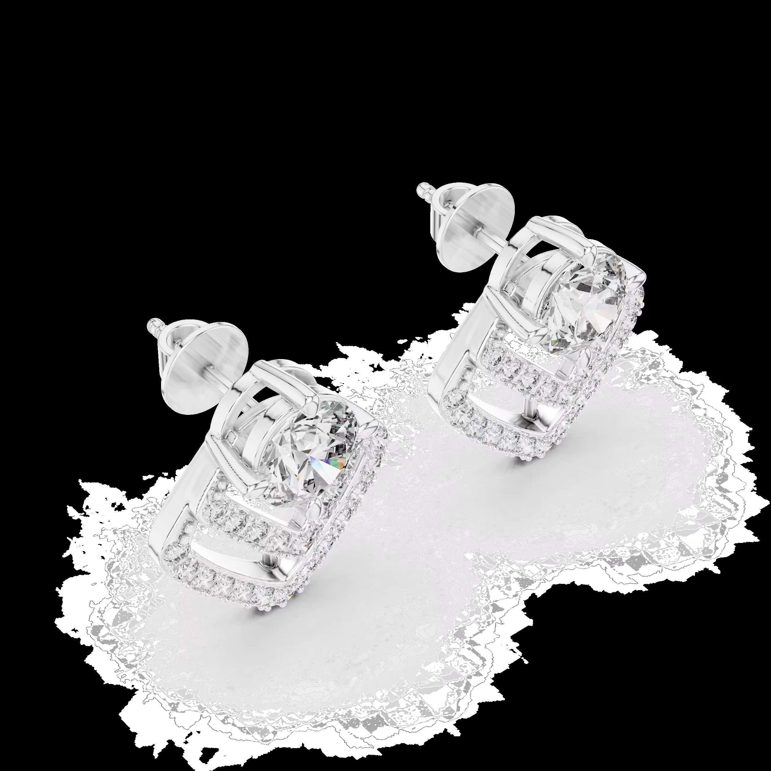 Handcrafted 14K Moissanite Earrings in Four Distinct Finishes Combining the Sophistication of Rose Yellow White Gold Silver