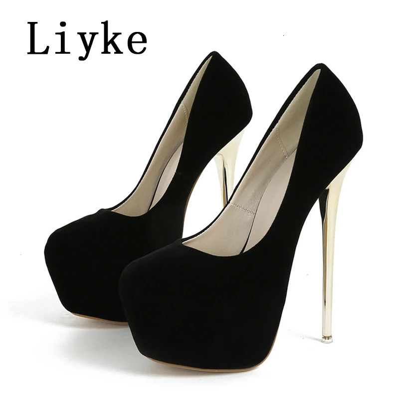 Liyke 2025 Spring Autumn Fashion Platform Pumps Sexy Round Toe Thin High Heels Womens Wedding Party Nightclub Dress Shoes 250613