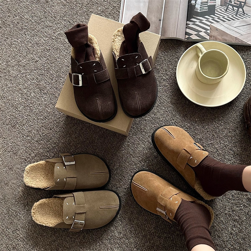 hot free shipping designer slippers for woman winter new Indoor outdoor Snow boots keep warm vintage brown khaki Plush sandals