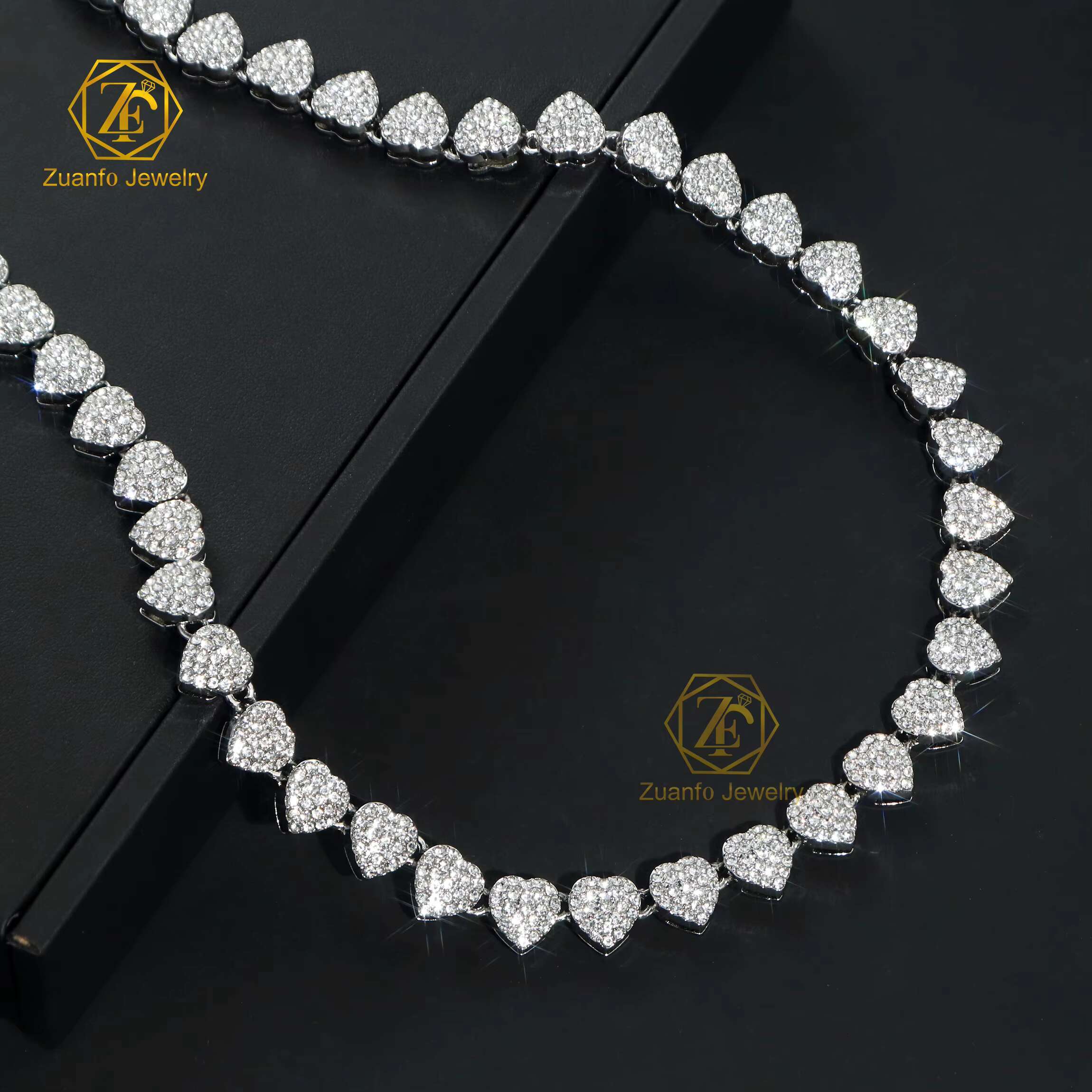 10 12 14 20 mm Heart 925 Sterling Silver Gold Plated Men Necklace Iced Out Hiphop Jewelry Diamond Moissanite Cuban Link Chain