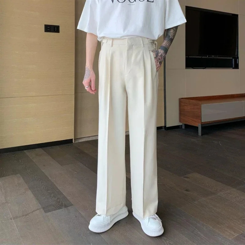 Man Suits Pants Wide Leg Black Pleated Baggy Summer 2024 Fashion Stylish Trousers for Men Korean Style Clothes Classic in Up 250611