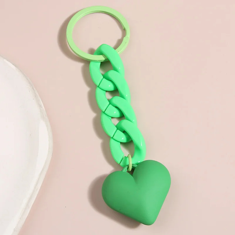 Handmade Heart Keychain Acrylic Plastic Link Chain Key Ring For Women Girls Handbag Pendant Accessorie Car Keys Jewelry Gifts 250606