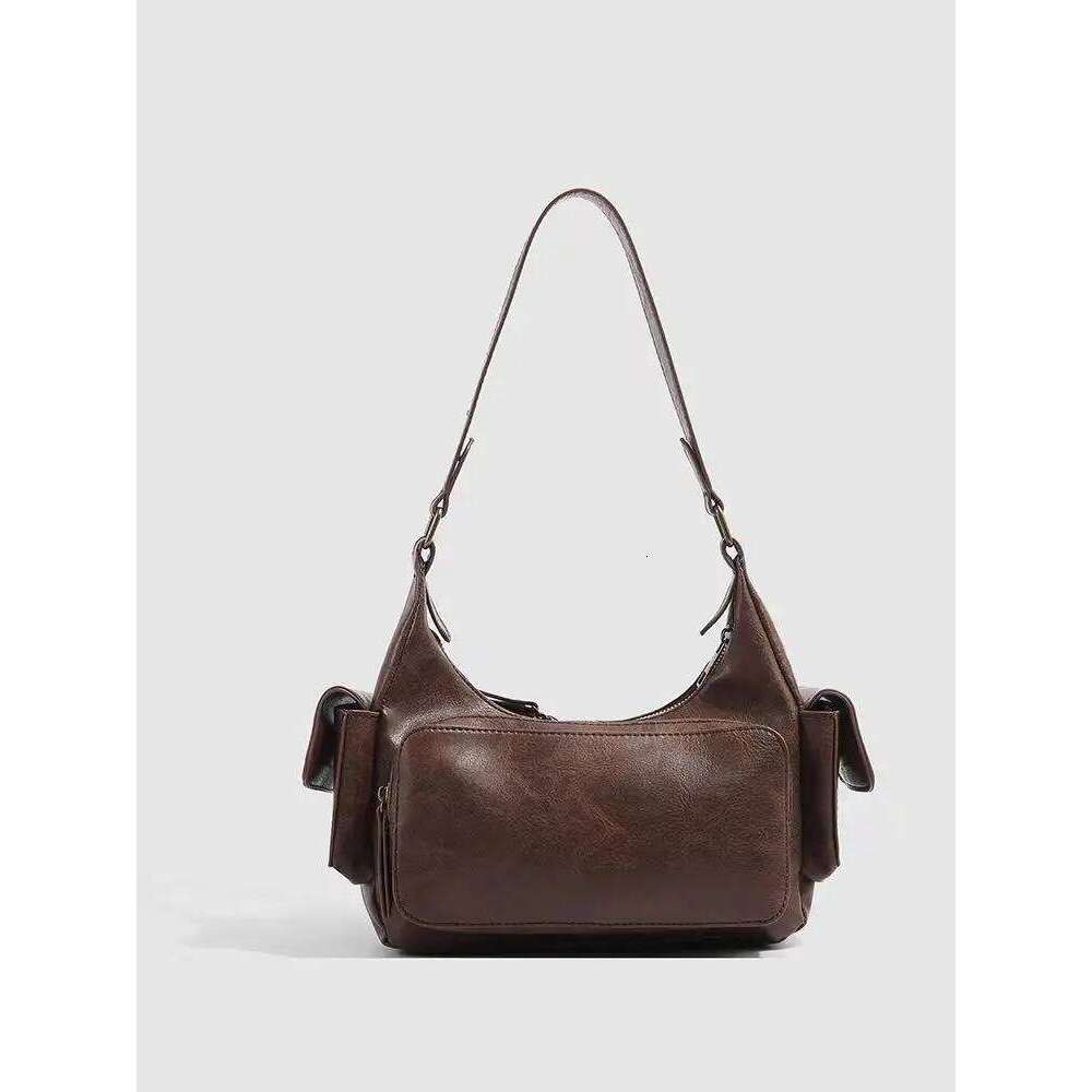 JIAERDI Retro Y2k Underarm Bag Purse Women High Street Leather Chic Brown Handbag Ladies Vintage Shoulder Bags Bolsos De Mujer