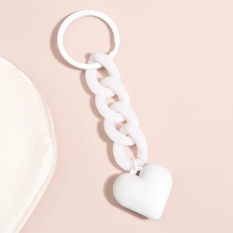 Handmade Heart Keychain Acrylic Plastic Link Chain Key Ring For Women Girls Handbag Pendant Accessorie Car Keys Jewelry Gifts 250606