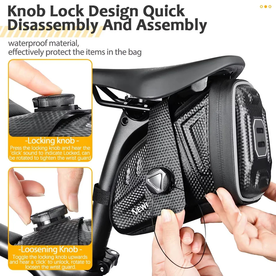 BOLER Waterproof Bicycle Saddle Bag EVA Hard Shell Road Bicycle Tail Bag Reflective Striped Bike Rear Bag Bike Accessories 250610