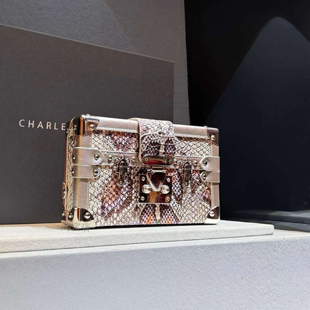 Genuine Leather Snake High-End Pattern Handbag Box for Women 2024 New Luxury Shoulder Crossbody Bag