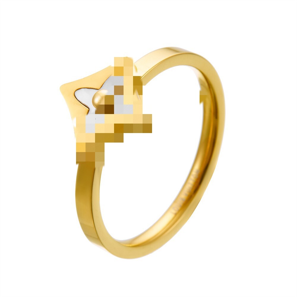 Light Luxury Fashion Simple Elegant Versatile Mother-of-Pearl Flower for Women High-End Titanium Steel Non-Fading Ring