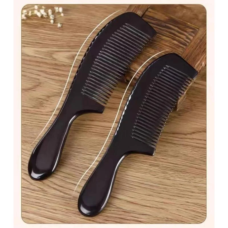 Natural Black Buffalo Ox Horn Comb Handmade Premium Quality Anti-Static Wide Fine Tooth Portable Massage Hair Comb for Women Men 250612