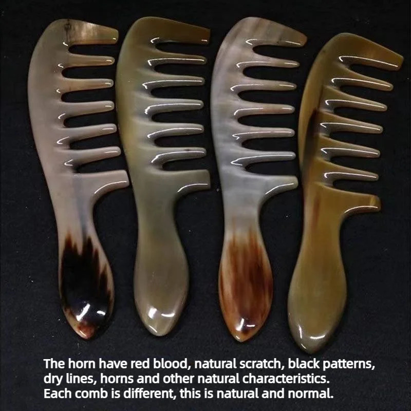 Natural Horn Massage Comb Head Scalp Meridian Massage Wide Tooth Anti-static Hair Comb for Women Men 250612