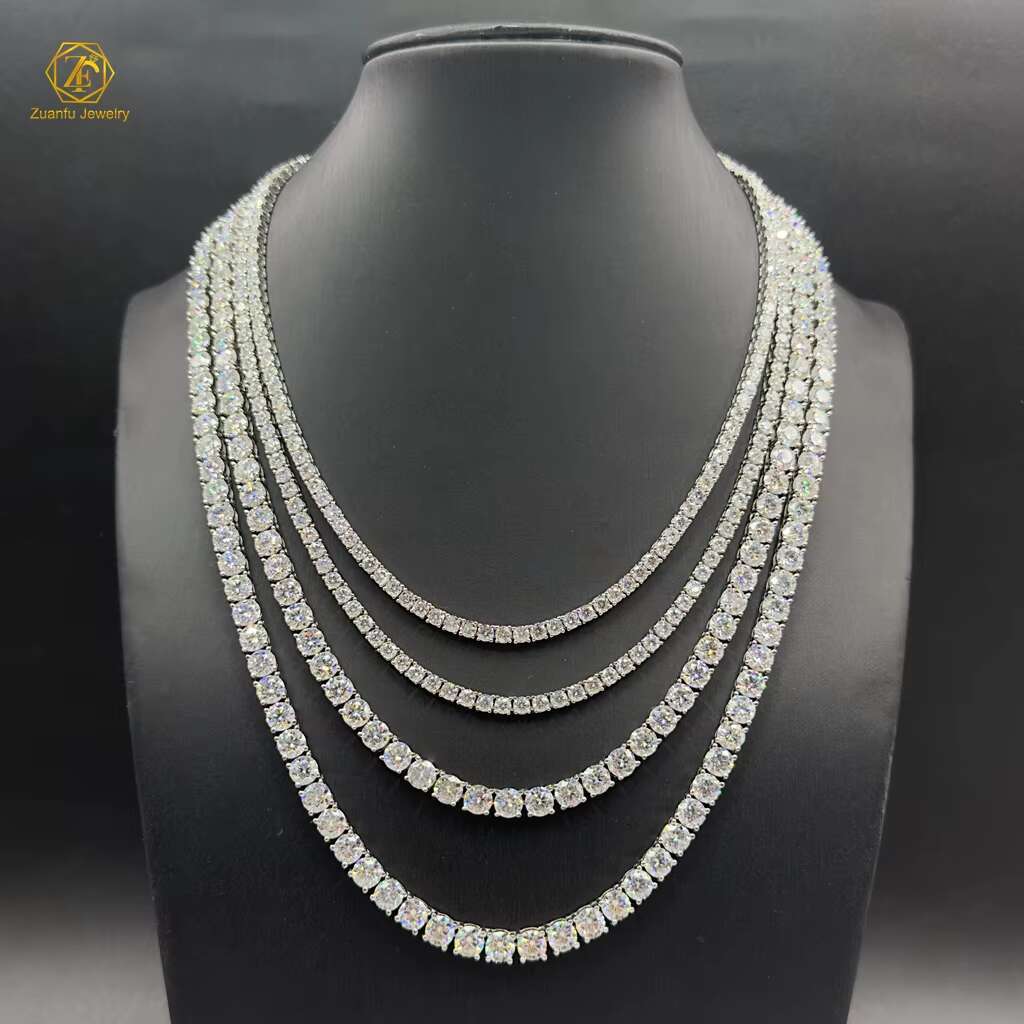 Best Selling 2mm-6.5mm Hiphop Moissanite Necklace Men Women Children Unisex 925 Silver Moissanite Tennis Chain with GRA