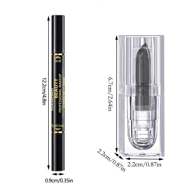 Double Head Stamp Eyeliner Pearl Black Lipstick Color Shine Gloss Lipstick Halloween Party Stage Beauty Lip Gloss Makeup 250614