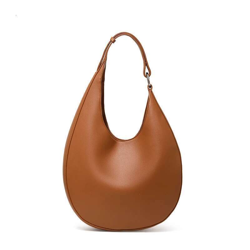 AIDRANI Genuine Leather Cowhide Design Sense Irregular Crescent Moon Women's Single Shoulder Armpit Cross-Body Semi-Circle Bag