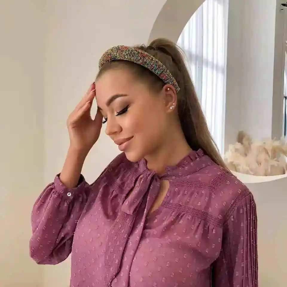 43Color Luxurious Shiny Rhinestone Headbands For Women Elegant Baroque Gem Hair Hoop Fashion HairBands Hair Accessoires 250610