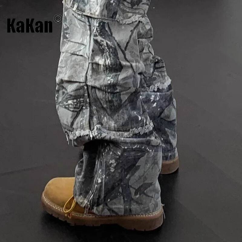 Kakan - European And American New Camouflage Multi Pocket For Men, High Street Hip-Hop Workwear Pants Long Jeans K27-79