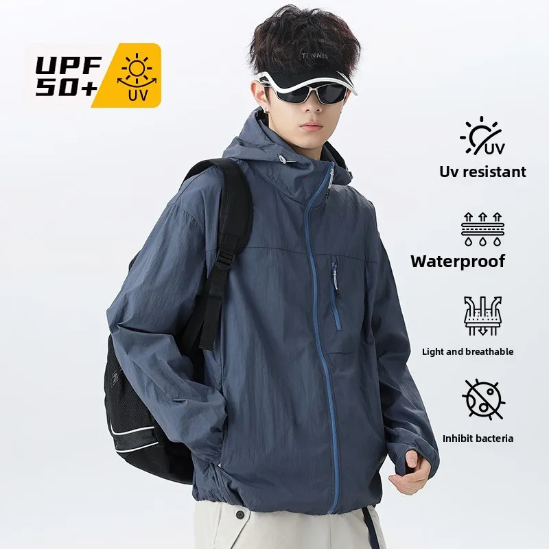 Lightweight Hooded Jacket Cool UPF50 Bicycle Fishing Sun Protection Coat Unisex Summer Ice Silk Quickdrying Skin Windbreaker 250614