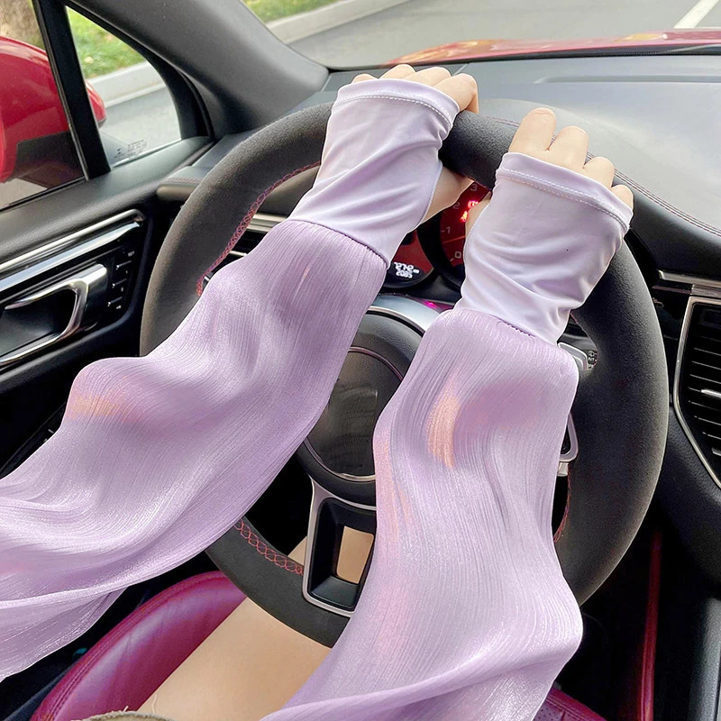 Summer Super Soft Breathable Loose Sunscreen Driving Ice Silk Sleeve Female Long Length UV Protection Arm Glove Sleeves 250610