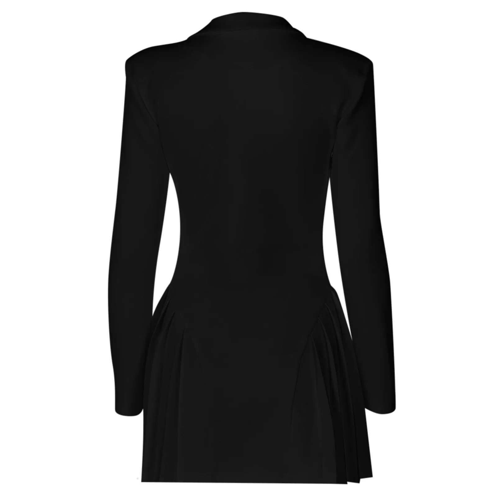 Womens Suit Dress Ladies Solid Color Sexy Button Deep V suit Collar Cardigan Mature Woman Style Short Ruffle Edge Dress 250614