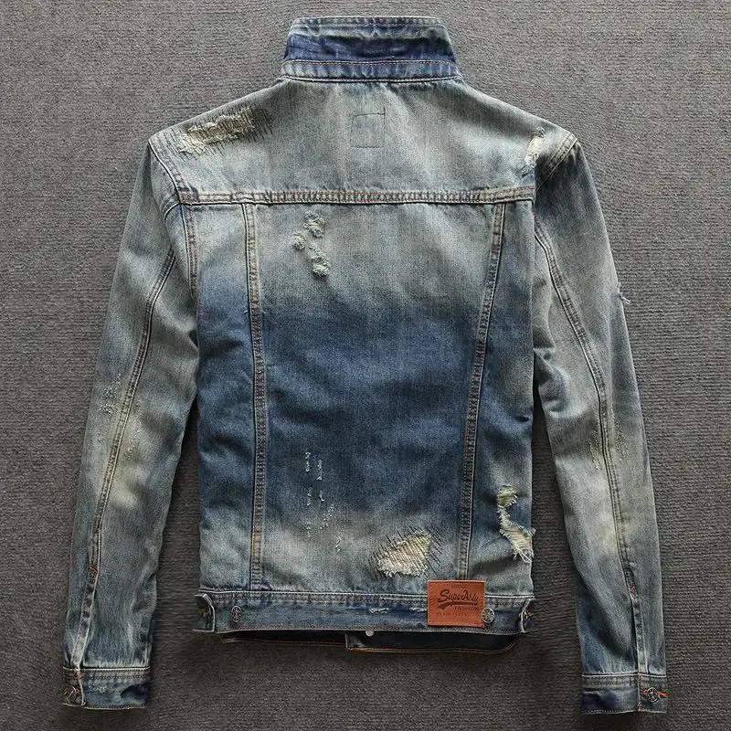 Autumn Trendy Denim Jackets for Men High Quality Vintage On Board Cowboy Coat Korea Washed ner ed Outerwear 250614