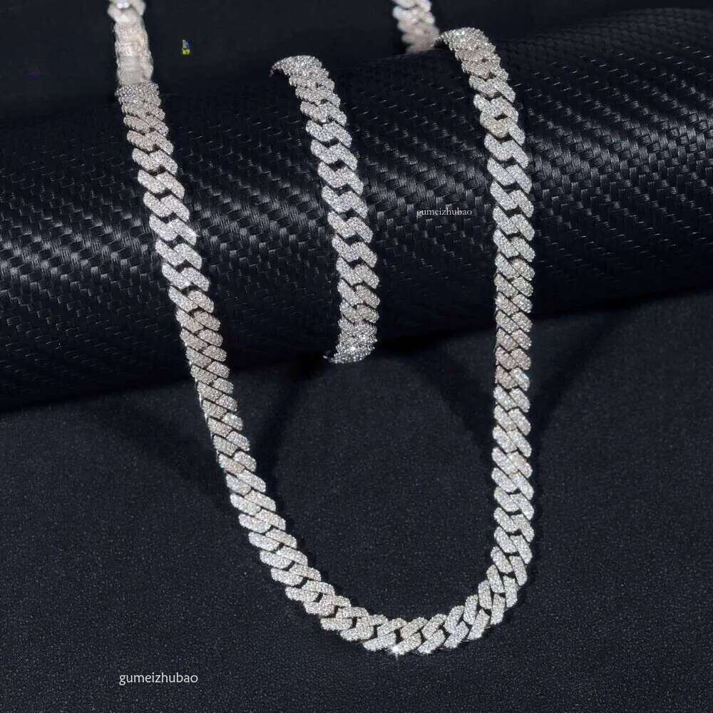 Stocks 8MM Sterling Sier Gold Plated New Arrivals Hip Hop VVS D Color Moissanite Cuban Link Chain