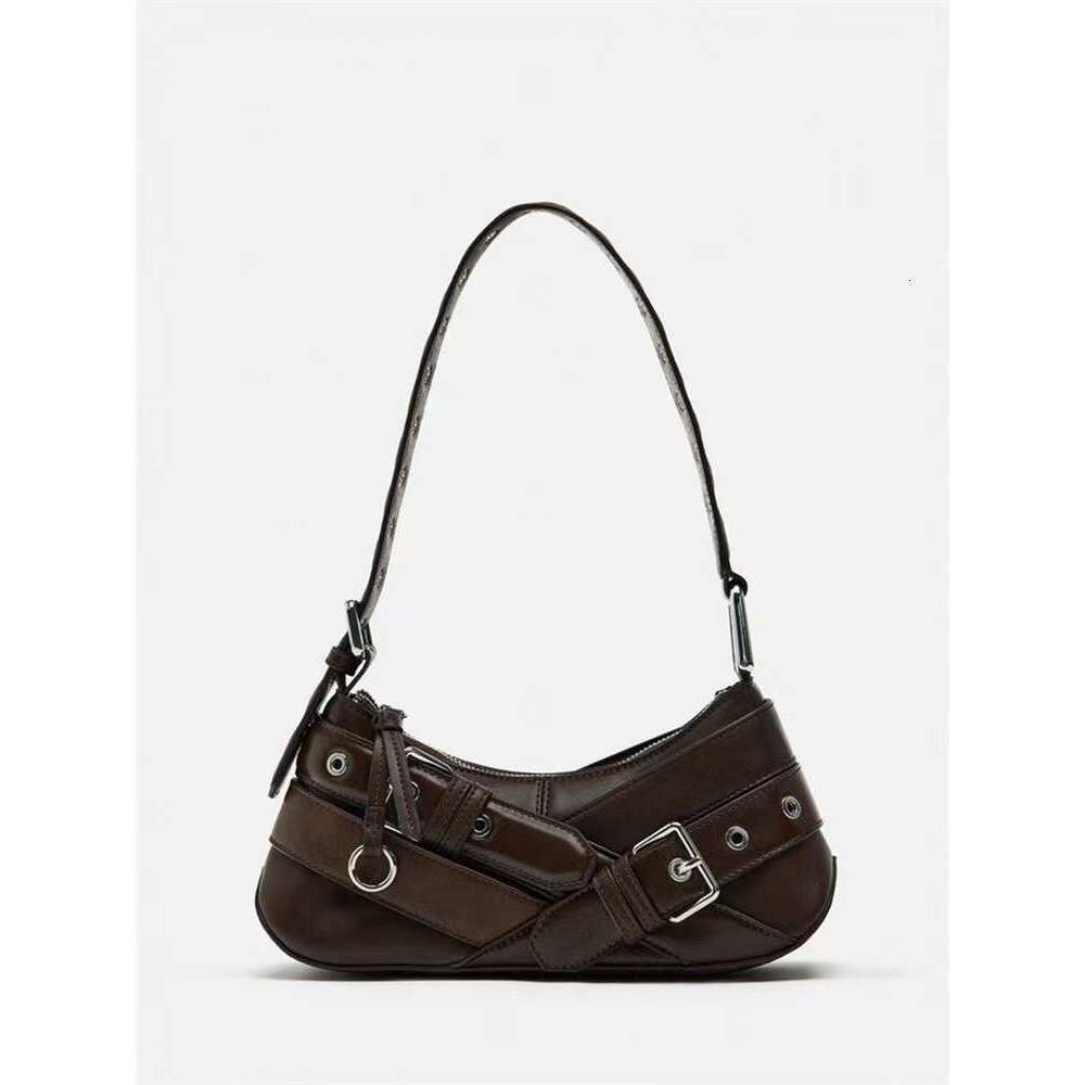 Free shipping designer bag Luxury ZA Women s New Niche Black Spicy Girl Motorcycle Single Shoulder Underarm Baguette Bag Handbags Fashionable and vers