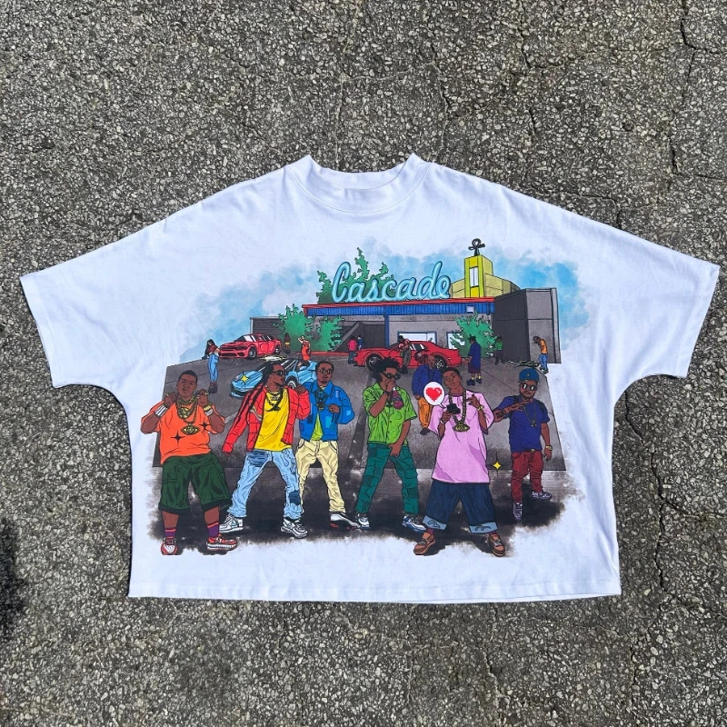 Streetwear Y2K T Shirt Men Women Harajuku Hip Hop Graphic Print Short Sleeve Trendy Oversized Casual Loose Cotton T Shirt 250614